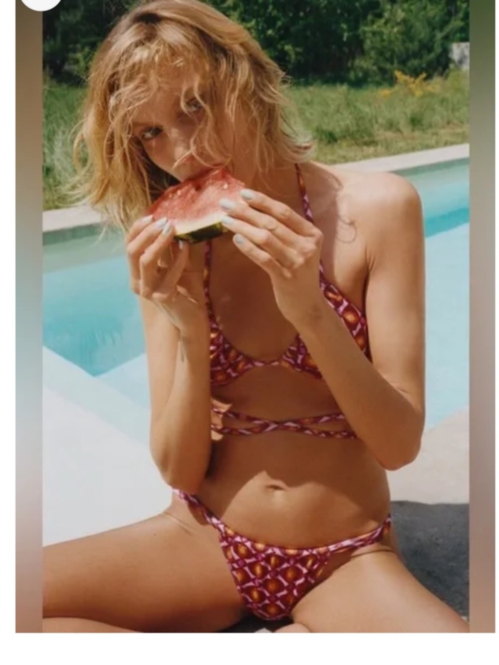 Women’s ZARA Pink Patterned Strappy Bikini Set